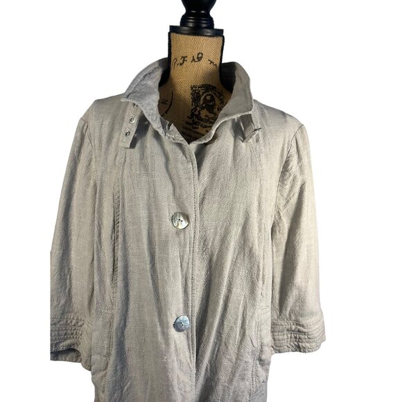 JH Collectibles Woman's 3X Beige Linen Blend Button-Front Jacket Lagenlook - Picture 9 of 9